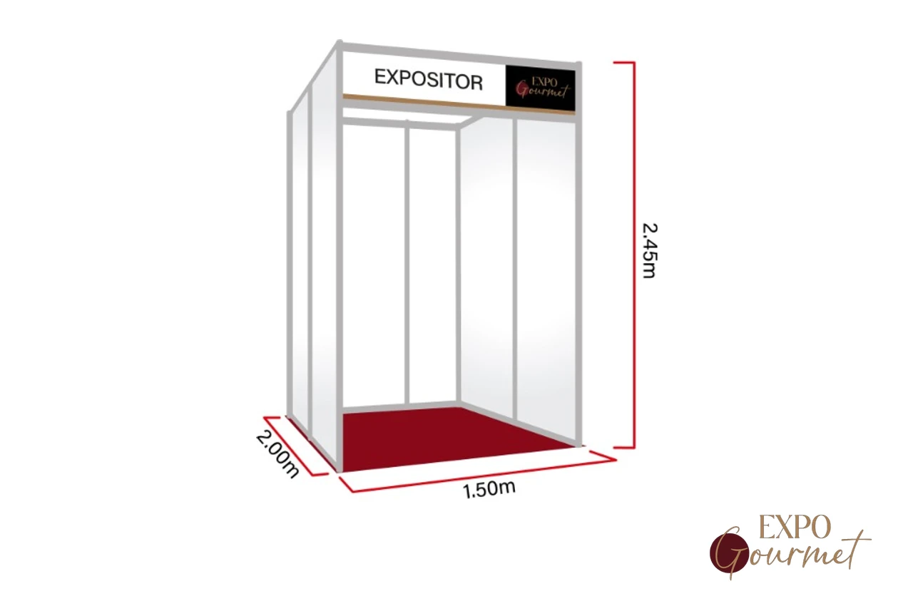 Modelo de stand de 3 m² · 2.00 × 1.50 m