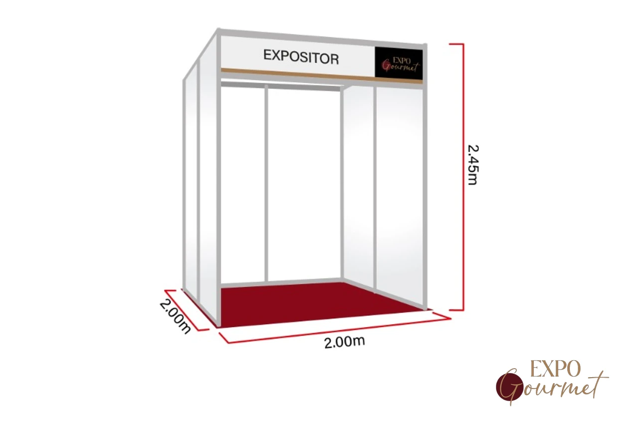 Modelo de stand de 4 m² · 2.00 × 2.00 m