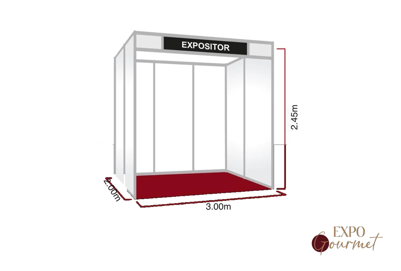 Modelo de stand de 6 m² · 3.00 × 2.00 m