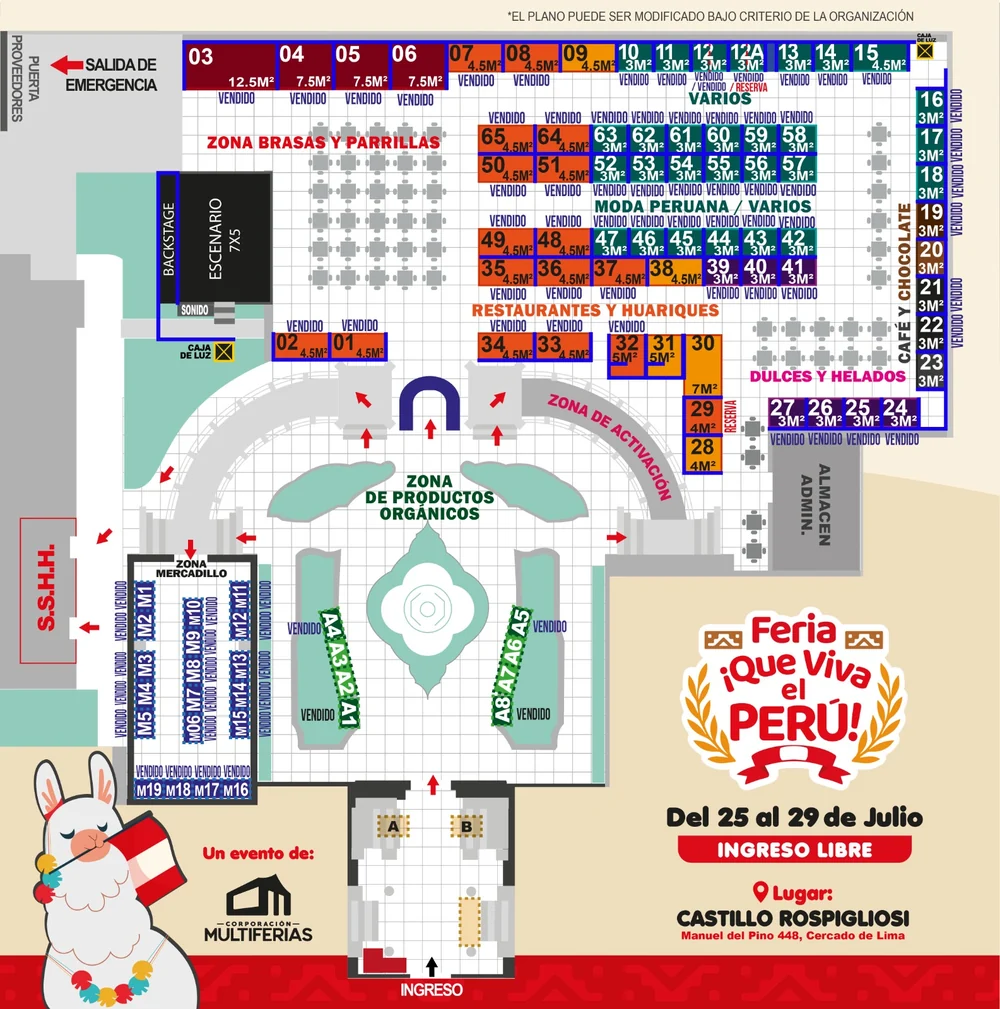Plano de la feria en Castillo Rospigliosi